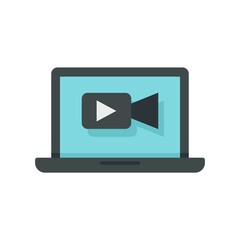 Remarketing online video icon flat isolated vector