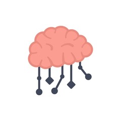 Ai brain icon flat isolated vector