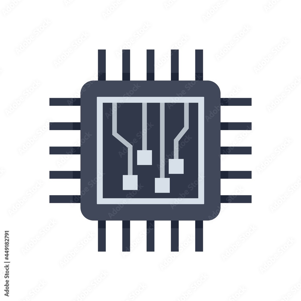 Poster machine learning processor icon flat isolated vector