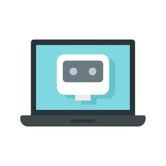 Laptop chatbot icon flat isolated vector