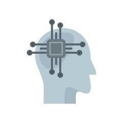 Education smart brain icon flat isolated vector
