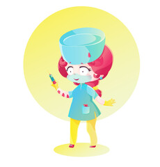 Cartoon anime nurse with pink hair