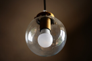 Glass ceiling Lamp with white light bulb