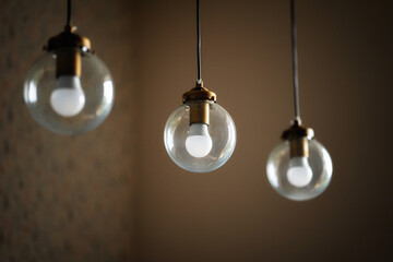 Glass ceiling Lamp with white light bulb