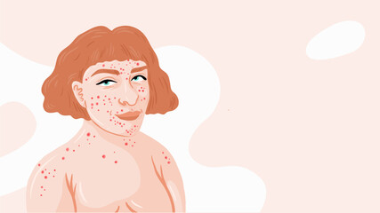 Vector beauty Illustration. For feminist beauty brands. Diversity and feminism. Acne.