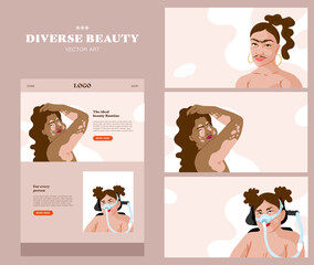 Vector beauty Illustration. For feminist beauty brands. Diversity and feminism. Websites, Banner and Social Media