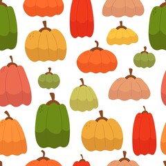 Autumn seamless pattern with cartoon pumpkins. season. nature theme. Design for fabric, print, textile, wrapping paper