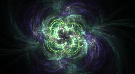 Fototapeta premium Dynamic Digital Fractal with energetic lines and smooth flowing pastel colors showing symmetry