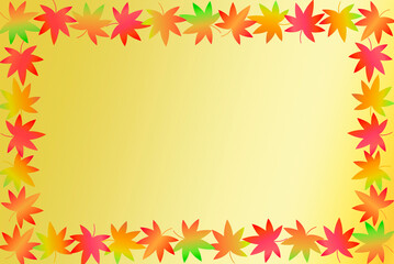 紅葉した葉っぱのフレーム型のイラスト。
日本の秋のコンセプト。
