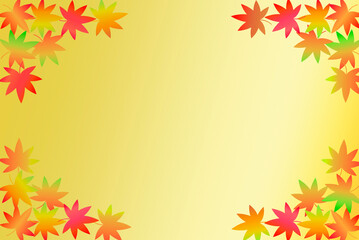紅葉した葉っぱのフレーム型のイラスト