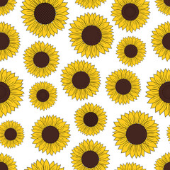 Seamless pattern sunflower graphics vector illustration