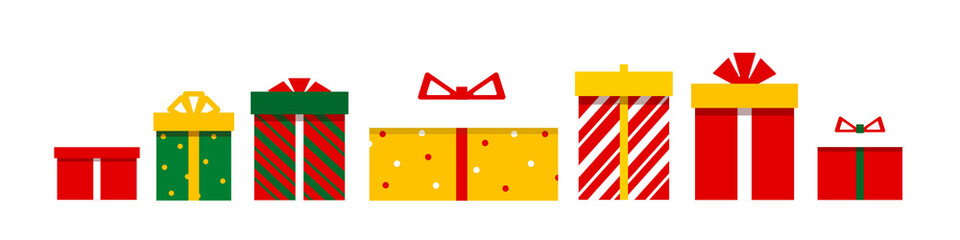 Gift boxes set. Christmas gifts, stylish holiday design, vector illustration eps 10