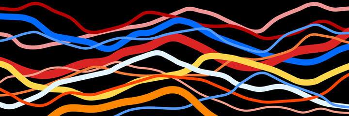 Multicolor lines, abstract background. Outline waves, abstraction color shapes, modern backdrop, vector design Illustration for you project