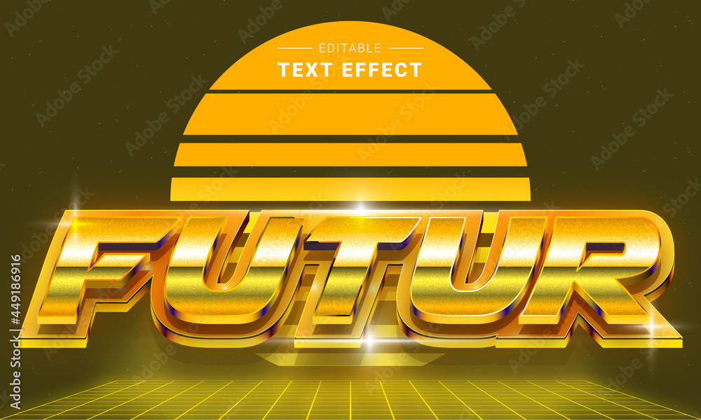 Poster editable text style effect - retro futuristic text style theme.