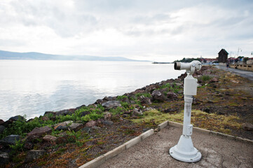 Spyglass on beach of Nesebar town, Bulgaria.