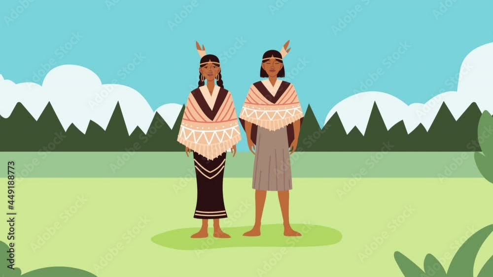 Poster indigenus couple ethnicity in the landscape