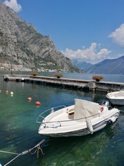 The stunning landscape around the small harbour towns in Lake Garda in Northern Italy, Europe