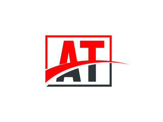 A T, AT Letter Logo Design