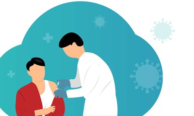 coronavirus vaccination doctor injecting vaccine to patient