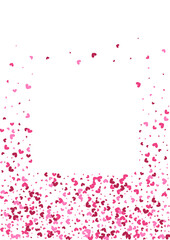 Obraz na płótnie Canvas Rose Light Heart Illustration. Purple Elegant Background. Red Confetti Valentin. Pink Spray Wallpaper. Love Frame.
