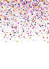 Red Summer Confetti Background. Dot Celebrate Texture. Purple Circle Gift. Round Yellow Event Illustration. Dust Frame.