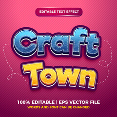 editable text effect - handycrafts cartoon style 3d