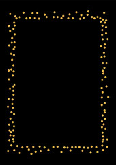 Golden Anniversary Confetti Frame. Isolated Glitter Pattern. Gradient Circle Blink Illustration. Random Dot Design. Gold Falling Background.