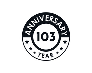 103 years anniversary badge vector design