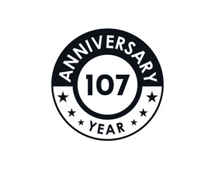 107 years anniversary badge vector design