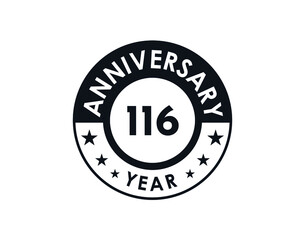116 years anniversary badge vector design