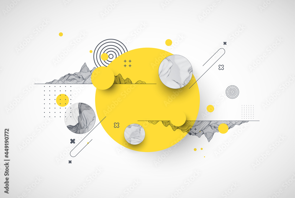 Aufkleber trendy abstract wireframe background. modern science or technology art elements. surface illustratio