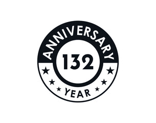132 years anniversary badge vector design