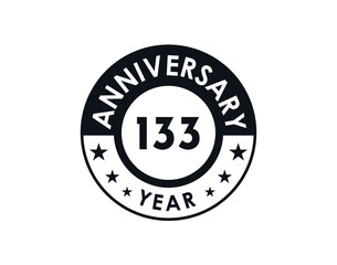 133 years anniversary badge vector design