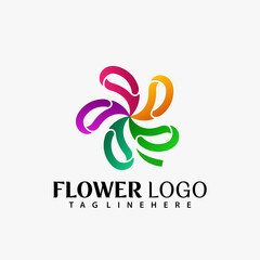 Colorful Flower Lucky Clover, Abstract emblem logo design concept for template