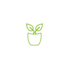 Leaf and Pot Ecology flower Vector Logo Template Illustration Design