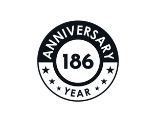 186 years anniversary badge vector design