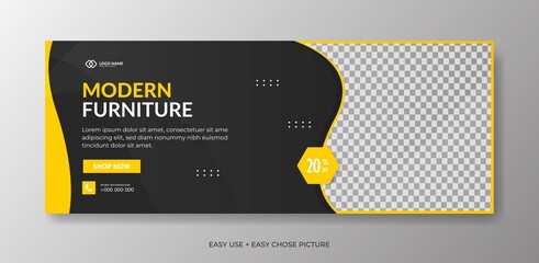 Modern furniture web banner template for ads, promotion 
