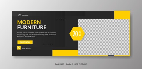 Modern furniture web banner template for ads, promotion 