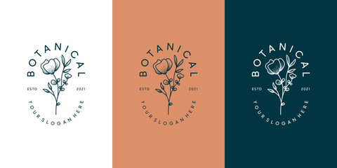 Beautiful flower floral logotype collection in minimal style