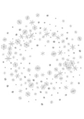 Grey Snow Background White Vector. Snowflake Sparkle Texture. Silver Confetti Graphic. Metal Particles Illustration.