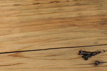 wood plank texture with crack and nails close up for background