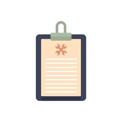 Vehicle repair clipboard icon flat isolated vector