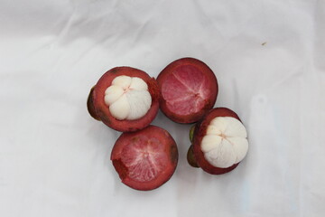 Thai tropical fruits, sweet mangoteen in Thailand