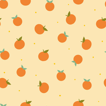 Seamless pattern with cute cartoon orange fruit for fabric print, textile, gift wrapping paper. colorful vector for textile, flat style