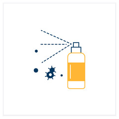 Antibacterial spray flat icon. Antiseptic solution bottle linear pictogram. Concept of hygiene, corona virus infection preventive measure and hand washing.Vector illustration
