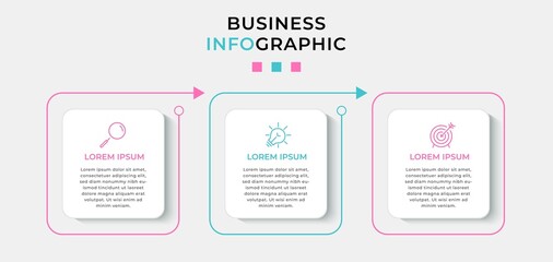 Vector Infographic design business template with icons and 3 options or steps. Can be used for process diagram, presentations, workflow layout, banner, flow chart, info graph
