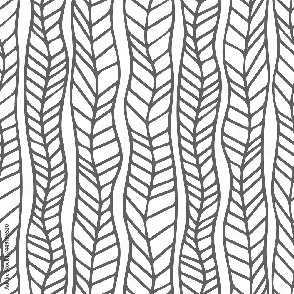 Wall mural abstract seamless pattern with braids or trace from car tires. endless repeating dark lines isolated