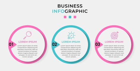 Fototapeta premium Vector Infographic design business template with icons and 3 options or steps. Can be used for process diagram, presentations, workflow layout, banner, flow chart, info graph