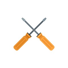 Crossed screwdrivers icon flat isolated vector