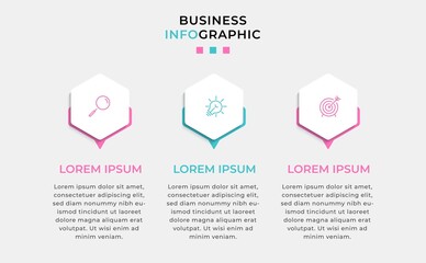 Vector Infographic design business template with icons and 3 options or steps. Can be used for process diagram, presentations, workflow layout, banner, flow chart, info graph